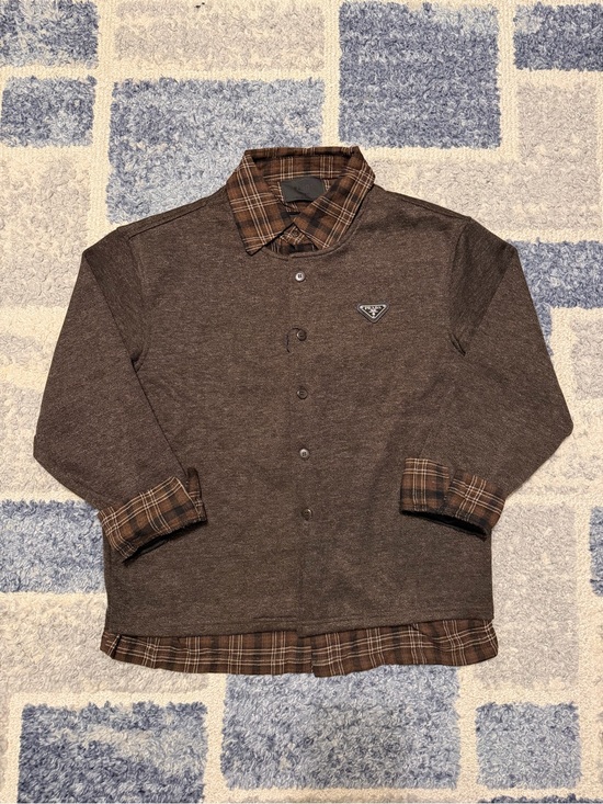 Prada Other - Prada Men's Brown 2 Layer Button Jacket with Plaid Trim